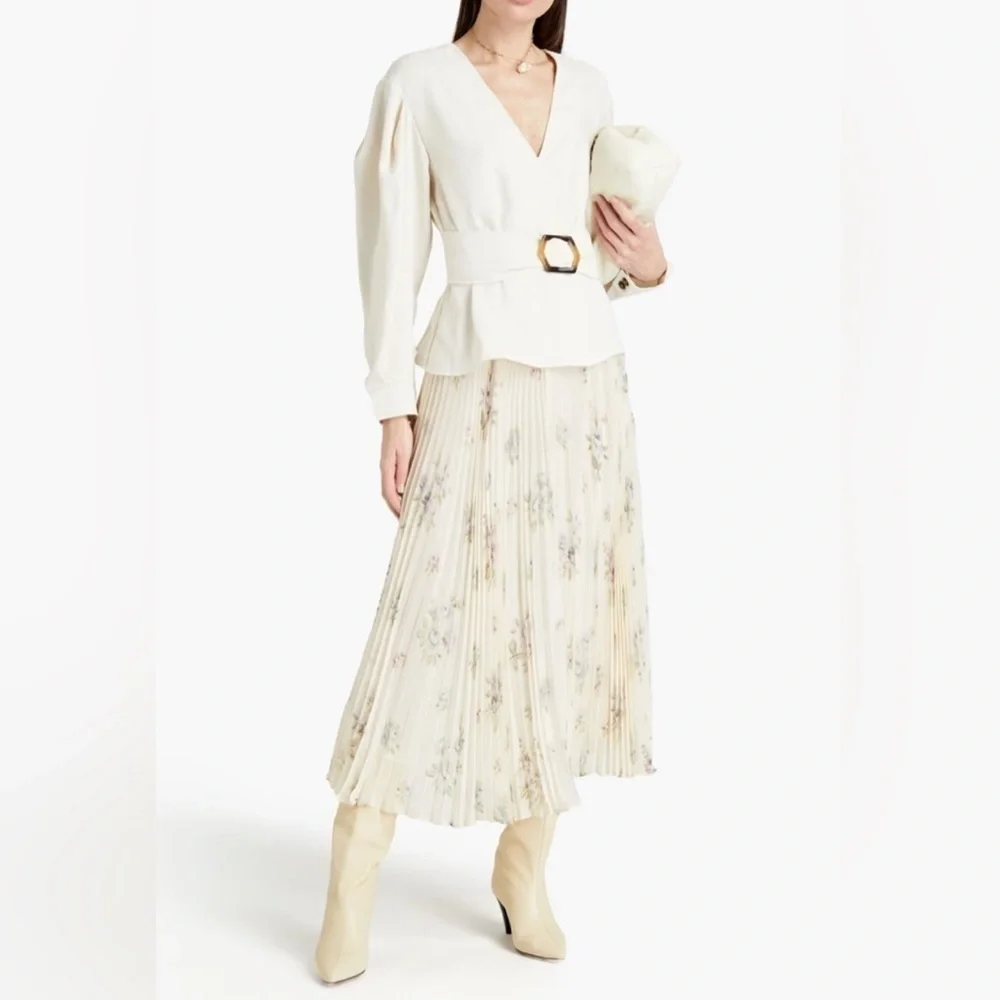 BA&SH Berry Belted Woven Wrap Top - Ecru